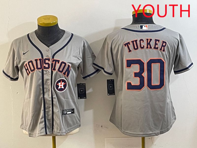 Youth Houston Astros 30 Tucker Grey Game 2025 Nike MLB Jersey style 5